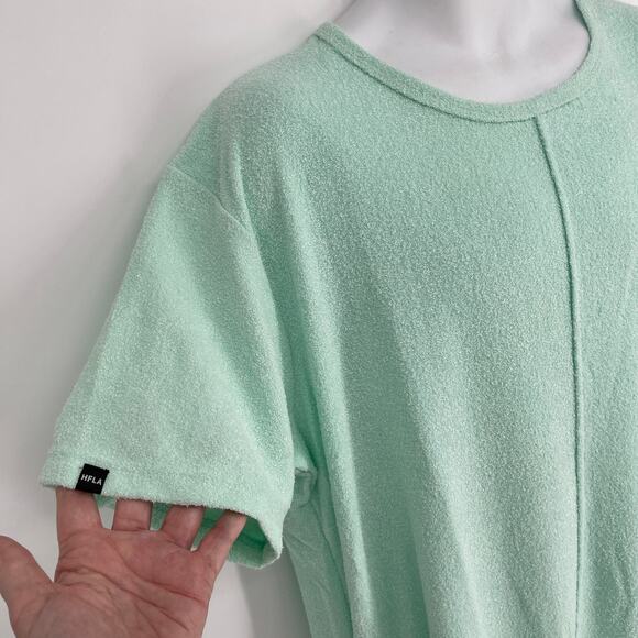 Homme + Femme NEW Mens Triple Layer Cross T-Shirt XXL Zip Side Terry Cloth Green - Picture 2 of 15